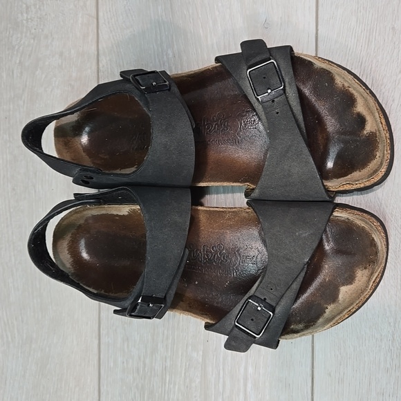 Birkis By Birkenstock Women Ankle Leather Flats Sandals Sz 37/6 Narrow - Picture 2 of 16